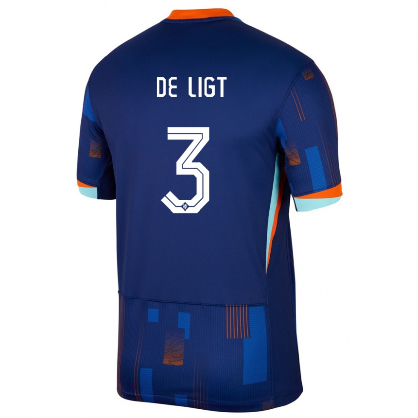 Kinder Fußball Niederlande Matthijs De Ligt #3 Blau Auswärtstrikot Trikot 24-26 T-Shirt Luxemburg