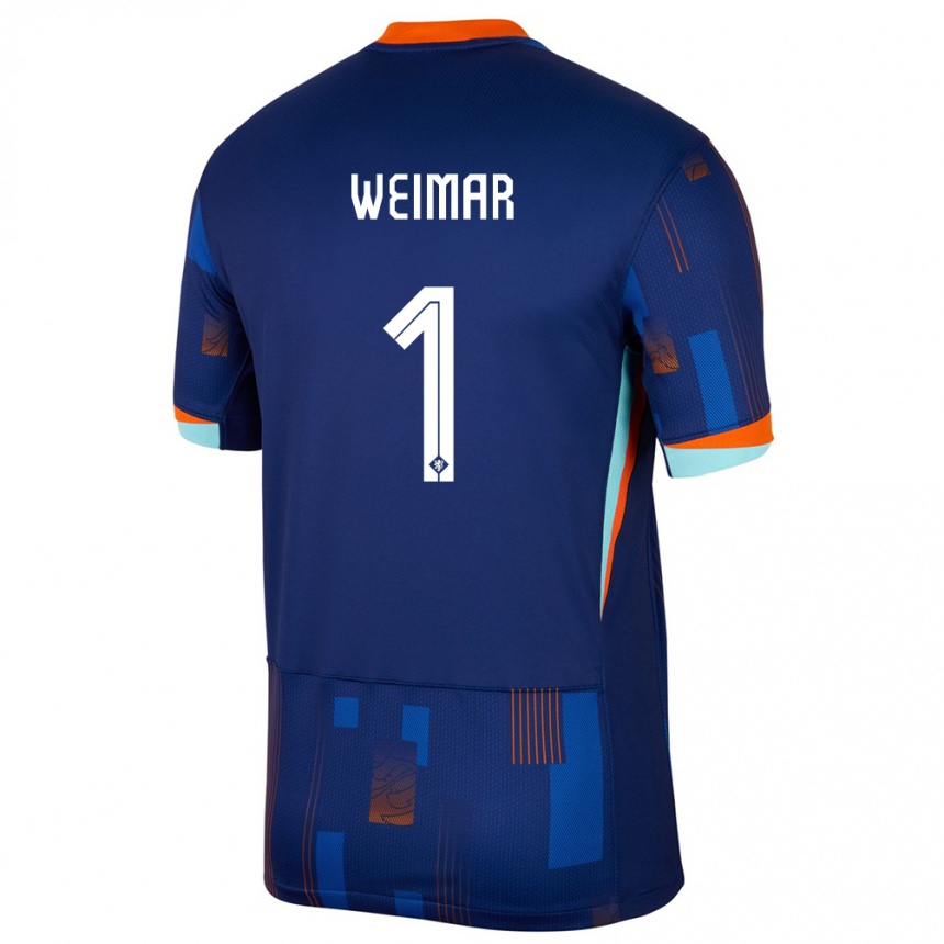 Kinder Fußball Niederlande Jacintha Weimar #1 Blau Auswärtstrikot Trikot 24-26 T-Shirt Luxemburg