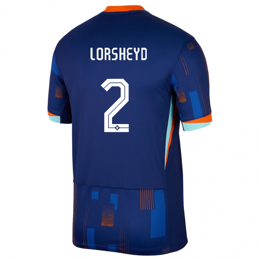 Kinder Fußball Niederlande Barbara Lorsheyd #2 Blau Auswärtstrikot Trikot 24-26 T-Shirt Luxemburg
