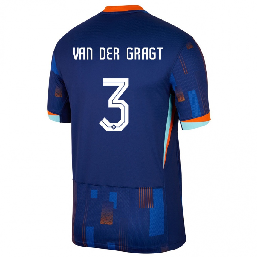 Kinder Fußball Niederlande Stefanie Van Der Gragt #3 Blau Auswärtstrikot Trikot 24-26 T-Shirt Luxemburg