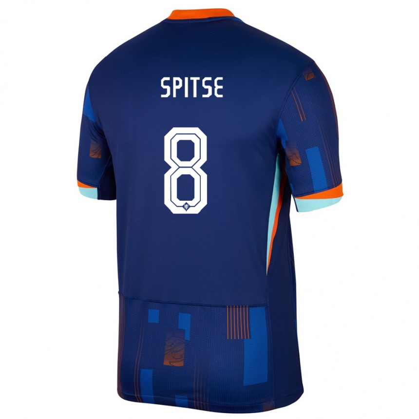 Kinder Fußball Niederlande Sherida Spitse #8 Blau Auswärtstrikot Trikot 24-26 T-Shirt Luxemburg