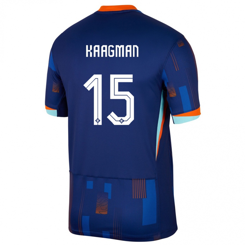 Kinder Fußball Niederlande Inessa Kaagman #15 Blau Auswärtstrikot Trikot 24-26 T-Shirt Luxemburg