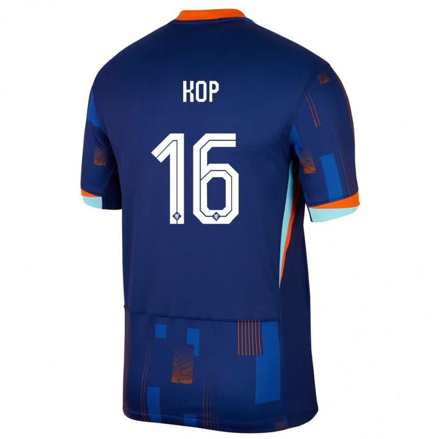 Kinder Fußball Niederlande Lize Kop #16 Blau Auswärtstrikot Trikot 24-26 T-Shirt Luxemburg