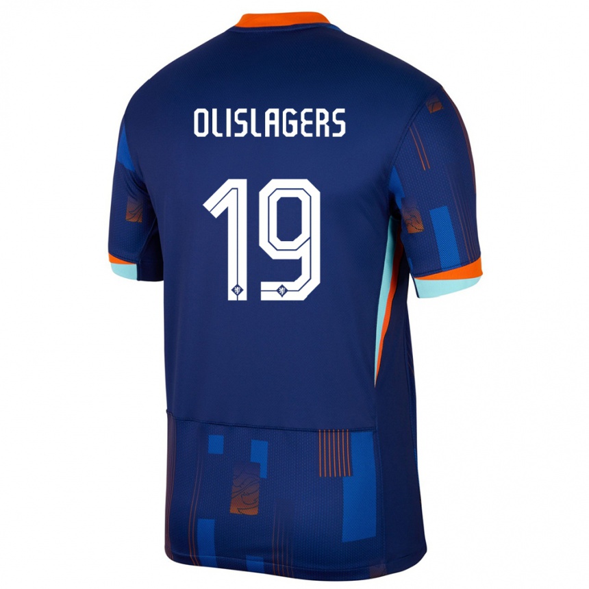 Kinder Fußball Niederlande Marisa Olislagers #19 Blau Auswärtstrikot Trikot 24-26 T-Shirt Luxemburg