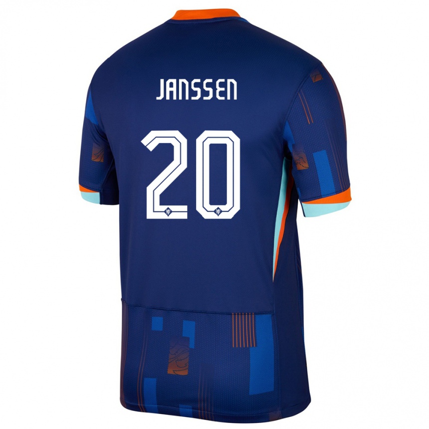Kinder Fußball Niederlande Dominique Janssen #20 Blau Auswärtstrikot Trikot 24-26 T-Shirt Luxemburg