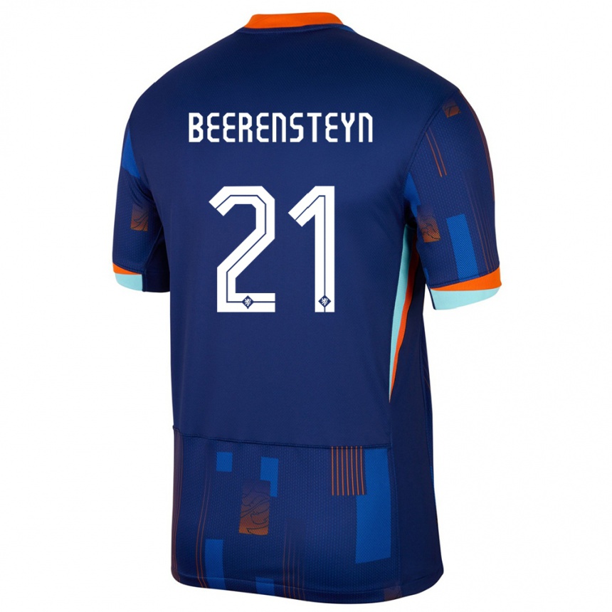 Kinder Fußball Niederlande Lineth Beerensteyn #21 Blau Auswärtstrikot Trikot 24-26 T-Shirt Luxemburg