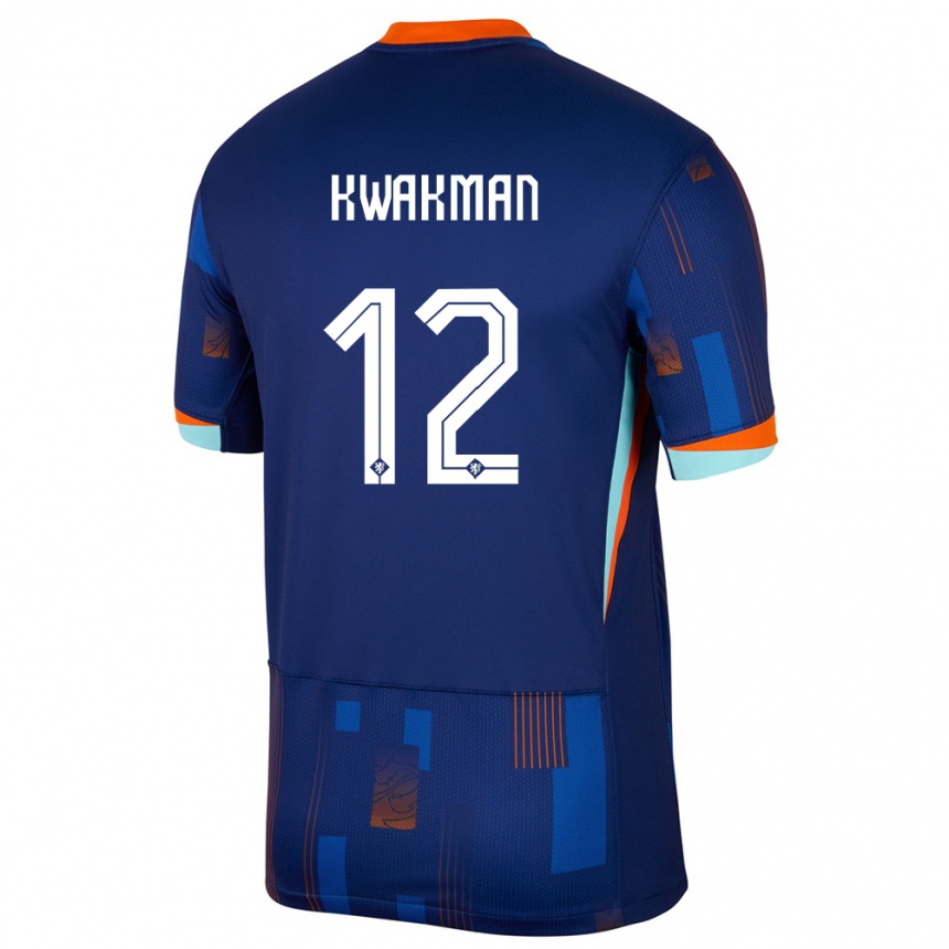 Kinder Fußball Niederlande Dave Kwakman #12 Blau Auswärtstrikot Trikot 24-26 T-Shirt Luxemburg