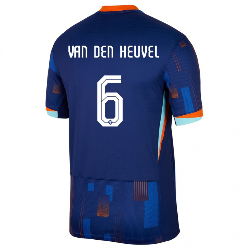 Kinder Fußball Niederlande Tim Van Den Heuvel #6 Blau Auswärtstrikot Trikot 24-26 T-Shirt Luxemburg