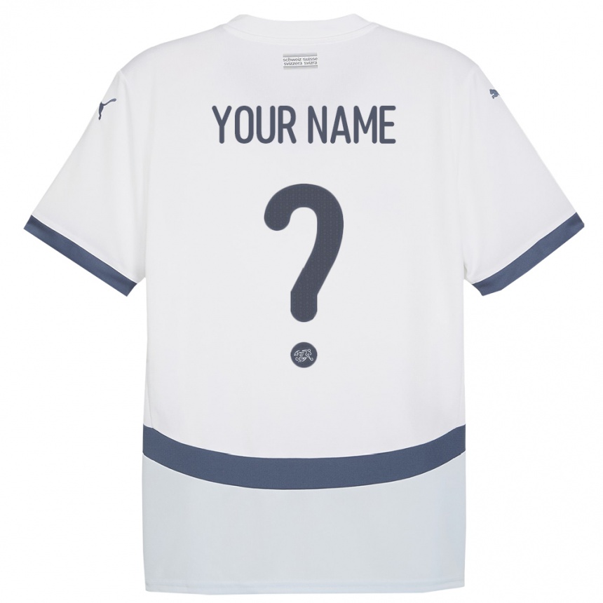 Kinder Fußball Schweiz Ihren Namen #0 Weiß Auswärtstrikot Trikot 24-26 T-Shirt Luxemburg