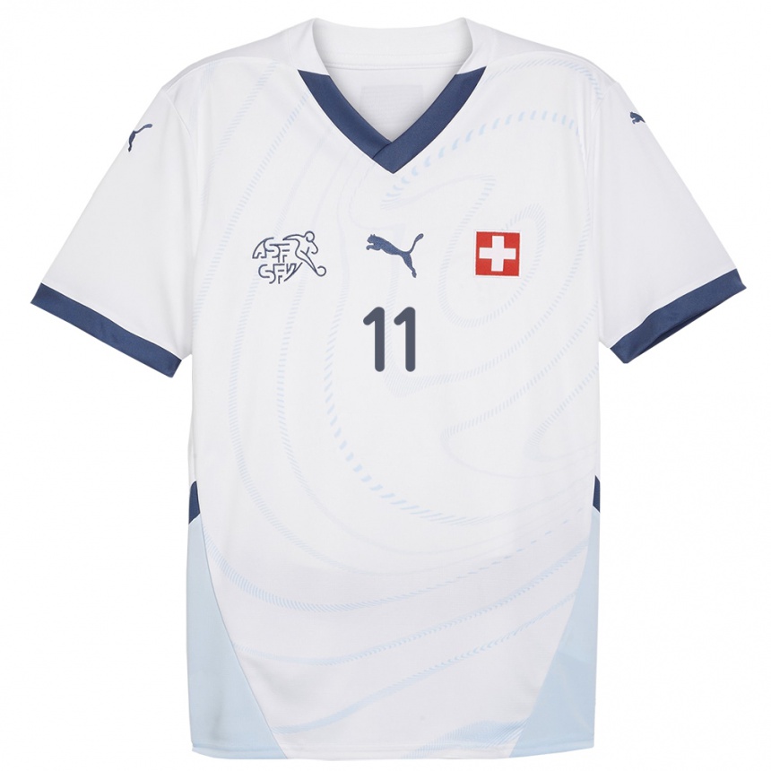 Kinder Fußball Schweiz Esey Gebreyesus #11 Weiß Auswärtstrikot Trikot 24-26 T-Shirt Luxemburg