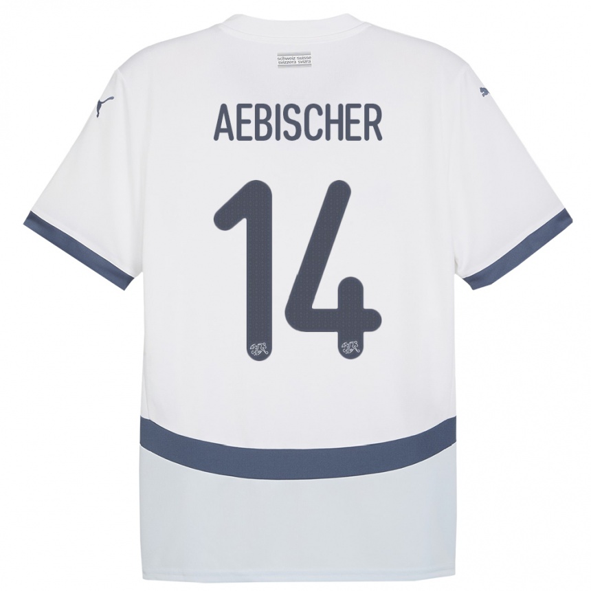 Kinder Fußball Schweiz Michel Aebischer #14 Weiß Auswärtstrikot Trikot 24-26 T-Shirt Luxemburg