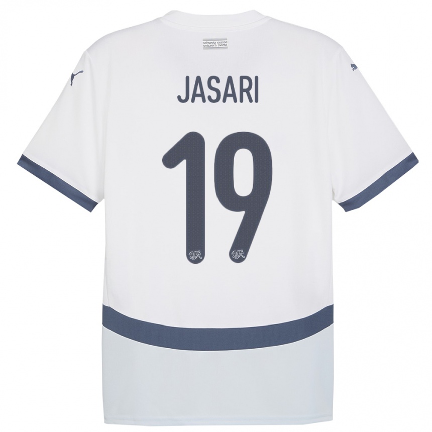 Kinder Fußball Schweiz Ardon Jasari #19 Weiß Auswärtstrikot Trikot 24-26 T-Shirt Luxemburg