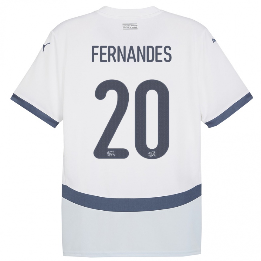 Kinder Fußball Schweiz Edimilson Fernandes #20 Weiß Auswärtstrikot Trikot 24-26 T-Shirt Luxemburg