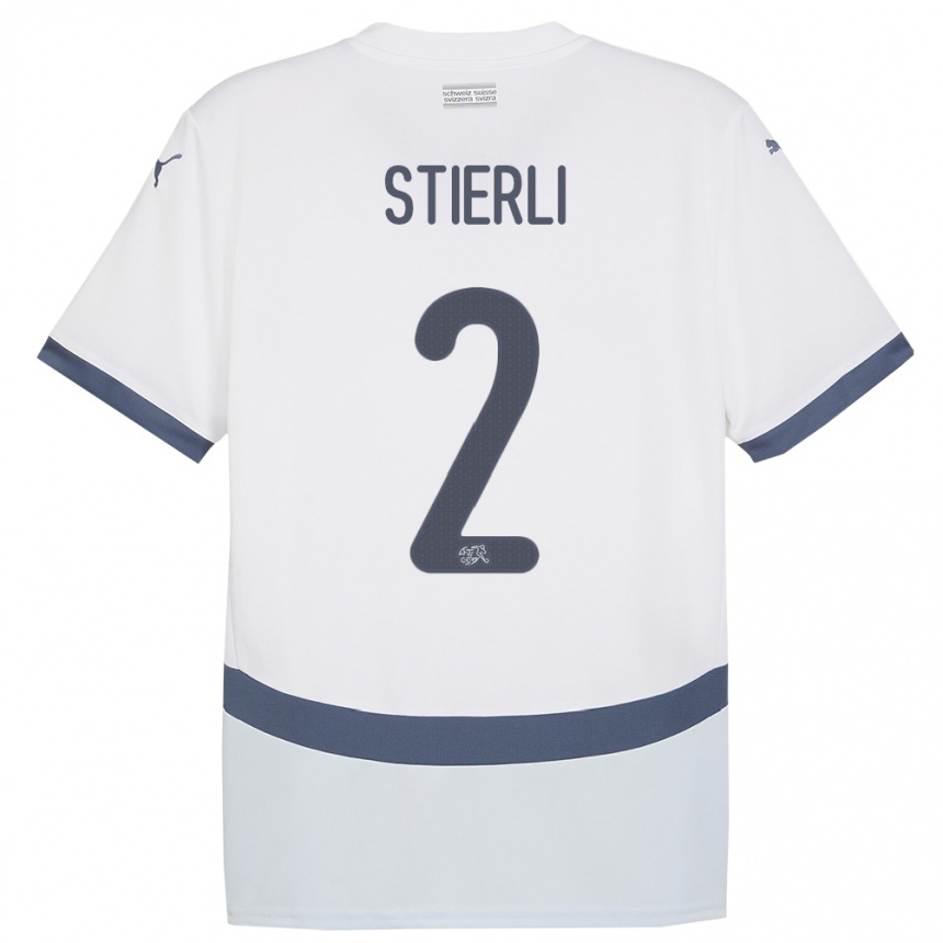 Kinder Fußball Schweiz Julia Stierli #2 Weiß Auswärtstrikot Trikot 24-26 T-Shirt Luxemburg