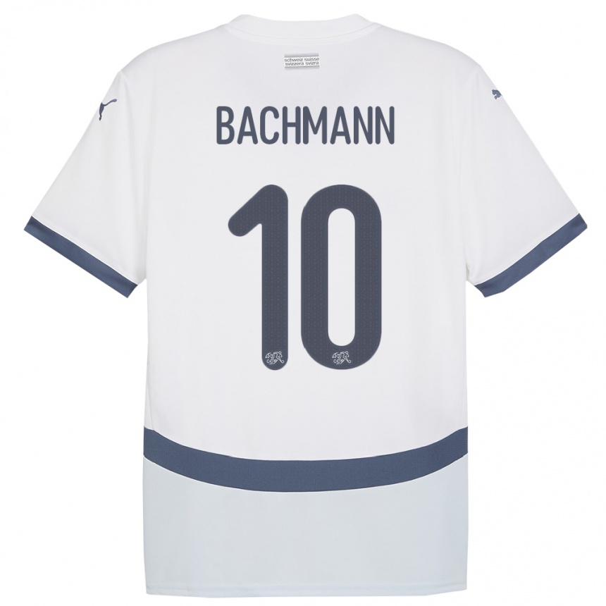 Kinder Fußball Schweiz Ramona Bachmann #10 Weiß Auswärtstrikot Trikot 24-26 T-Shirt Luxemburg