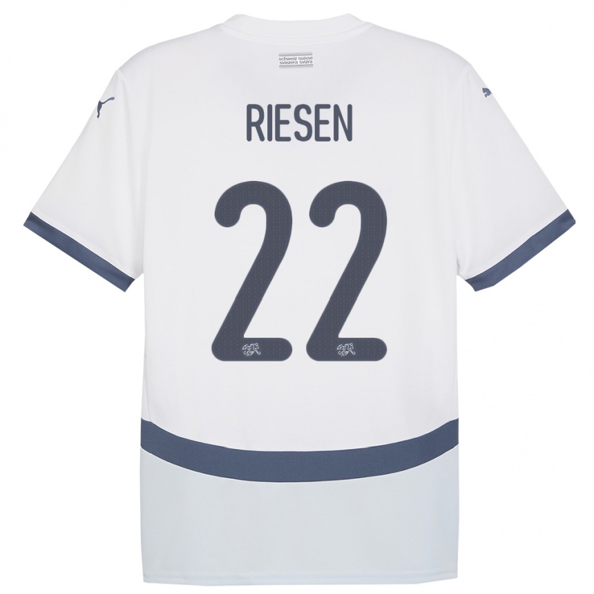 Kinder Fußball Schweiz Nadine Riesen #22 Weiß Auswärtstrikot Trikot 24-26 T-Shirt Luxemburg