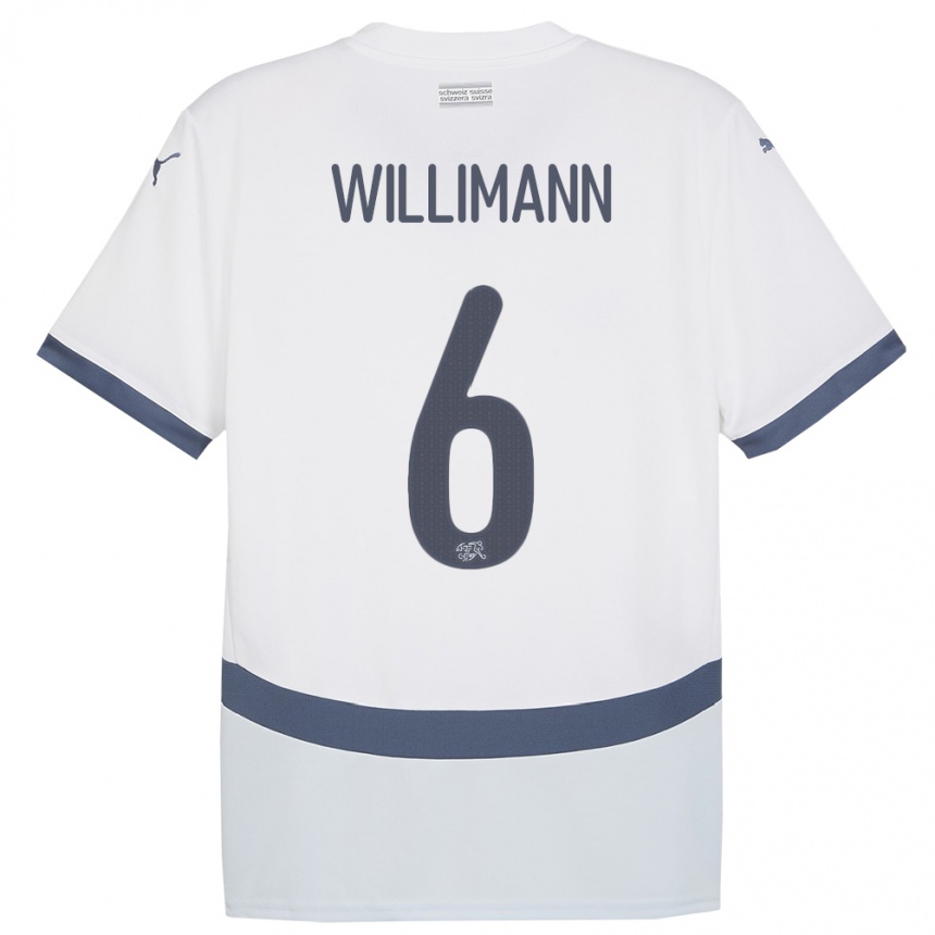 Kinder Fußball Schweiz Mauricio Willimann #6 Weiß Auswärtstrikot Trikot 24-26 T-Shirt Luxemburg