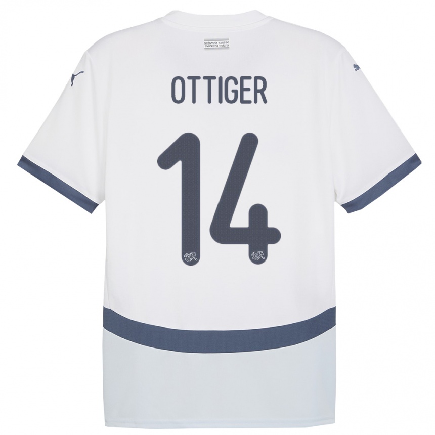 Kinder Fußball Schweiz Severin Ottiger #14 Weiß Auswärtstrikot Trikot 24-26 T-Shirt Luxemburg