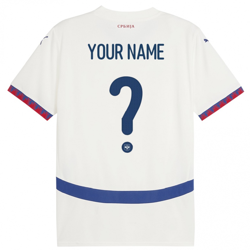 Kinder Fußball Serbien Ihren Namen #0 Weiß Auswärtstrikot Trikot 24-26 T-Shirt Luxemburg