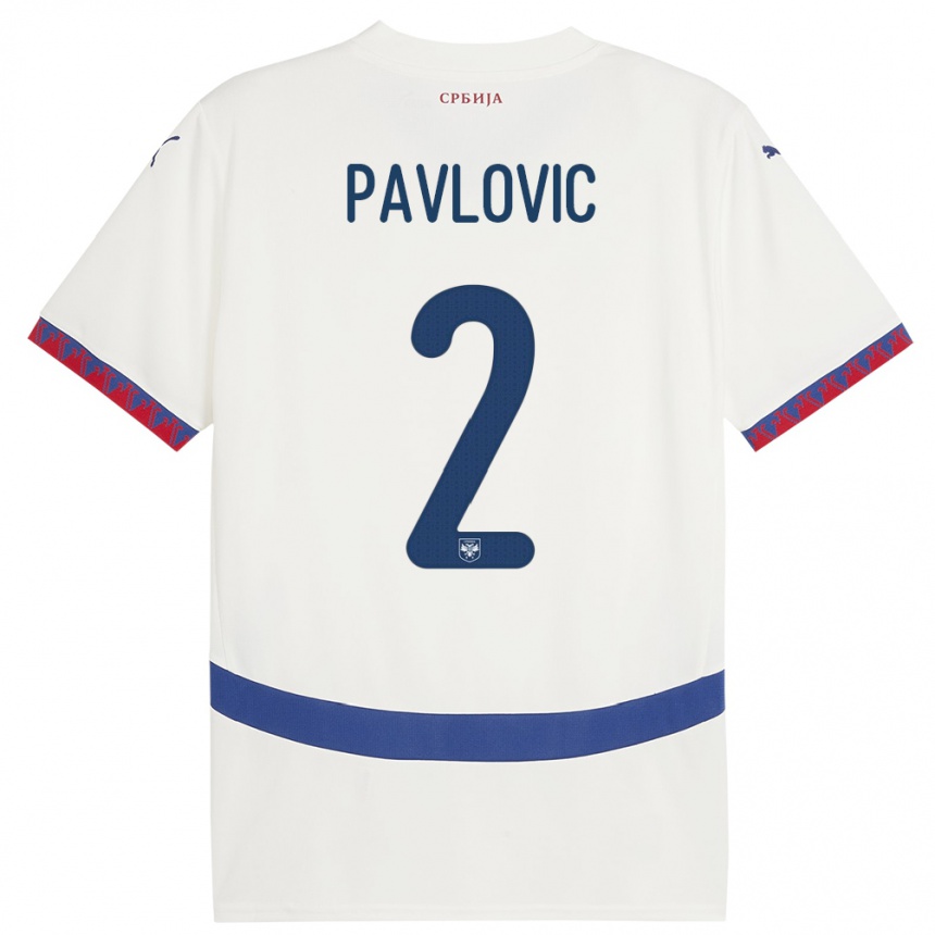 Kinder Fußball Serbien Strahinja Pavlovic #2 Weiß Auswärtstrikot Trikot 24-26 T-Shirt Luxemburg