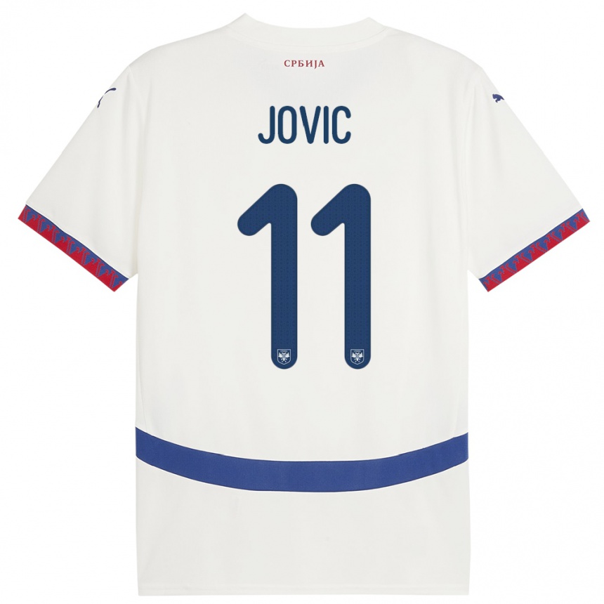 Kinder Fußball Serbien Luka Jovic #11 Weiß Auswärtstrikot Trikot 24-26 T-Shirt Luxemburg