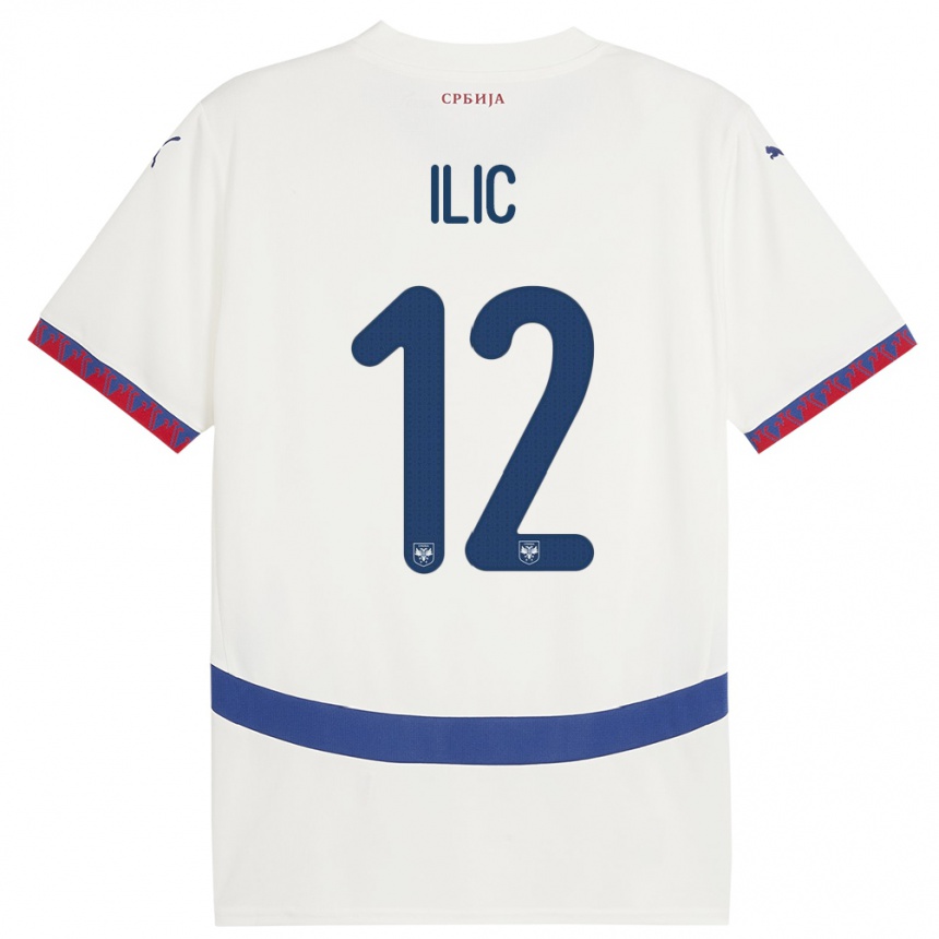 Kinder Fußball Serbien Marko Ilic #12 Weiß Auswärtstrikot Trikot 24-26 T-Shirt Luxemburg