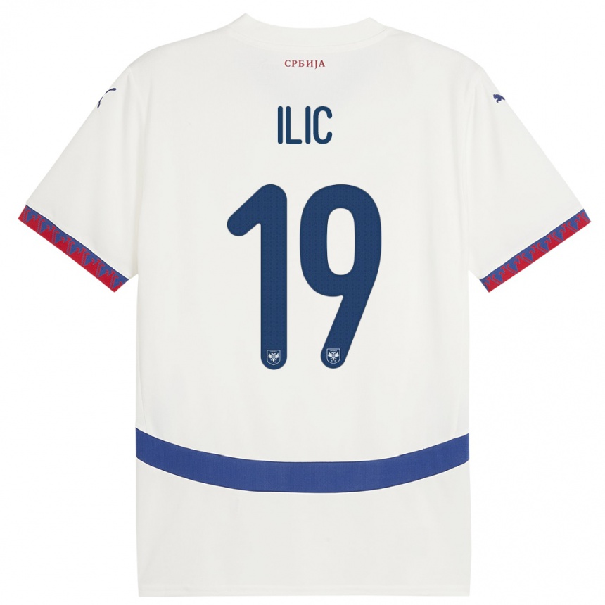 Kinder Fußball Serbien Ivan Ilic #19 Weiß Auswärtstrikot Trikot 24-26 T-Shirt Luxemburg