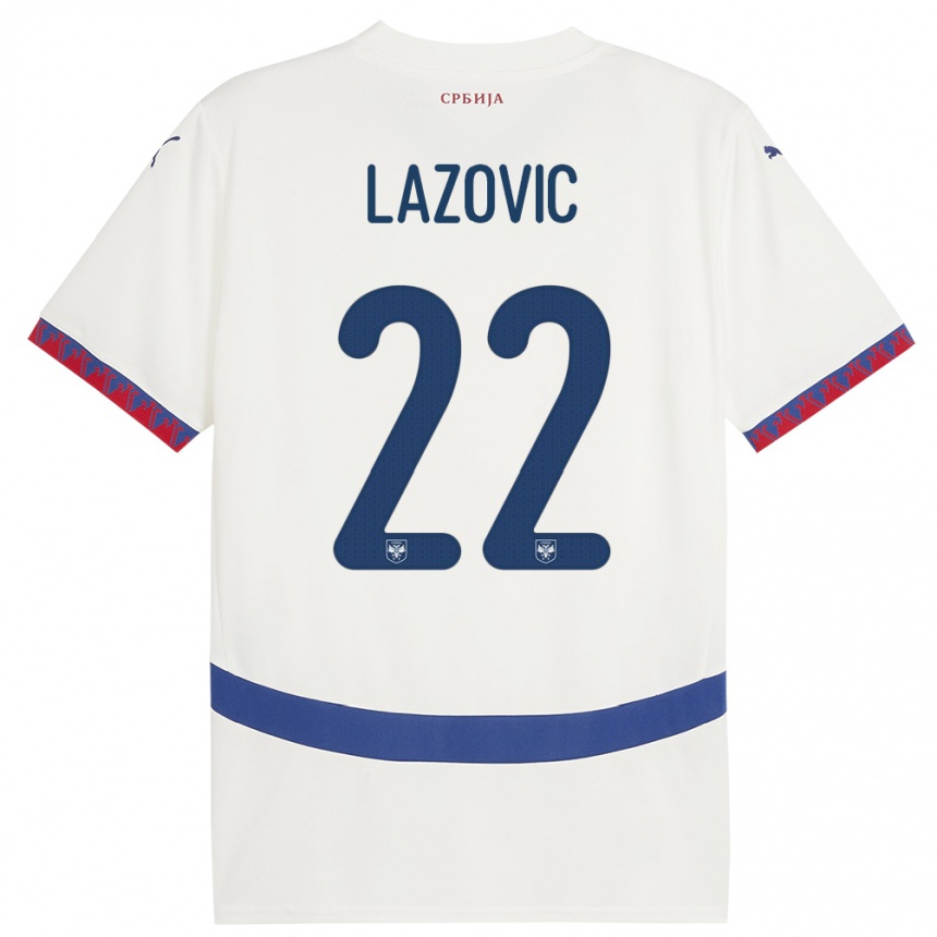 Kinder Fußball Serbien Darko Lazovic #22 Weiß Auswärtstrikot Trikot 24-26 T-Shirt Luxemburg