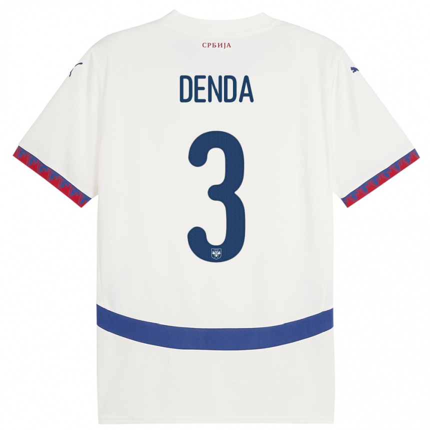 Kinder Fußball Serbien Milica Denda #3 Weiß Auswärtstrikot Trikot 24-26 T-Shirt Luxemburg