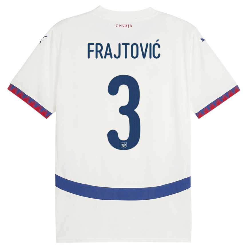 Kinder Fußball Serbien Andela Frajtovic #3 Weiß Auswärtstrikot Trikot 24-26 T-Shirt Luxemburg