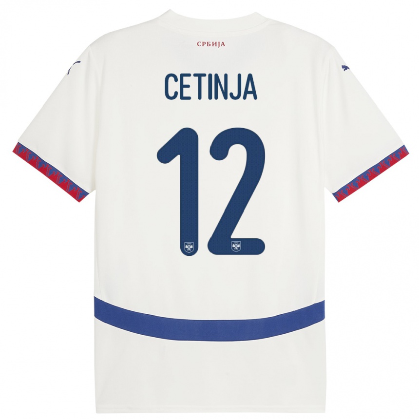 Kinder Fußball Serbien Sara Cetinja #12 Weiß Auswärtstrikot Trikot 24-26 T-Shirt Luxemburg