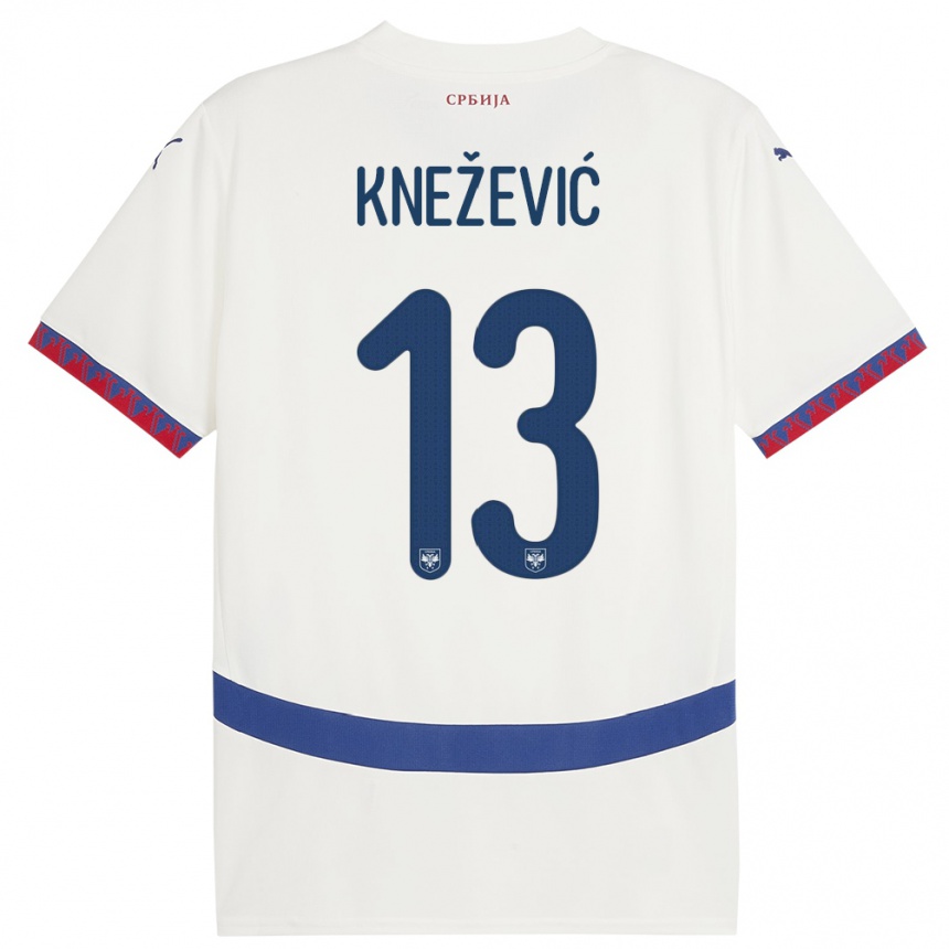 Kinder Fußball Serbien Milana Knezevic #13 Weiß Auswärtstrikot Trikot 24-26 T-Shirt Luxemburg