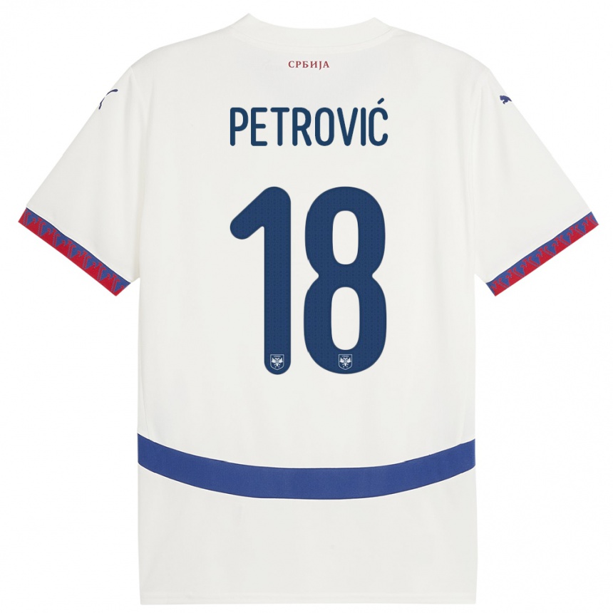 Kinder Fußball Serbien Emilija Petrovic #18 Weiß Auswärtstrikot Trikot 24-26 T-Shirt Luxemburg