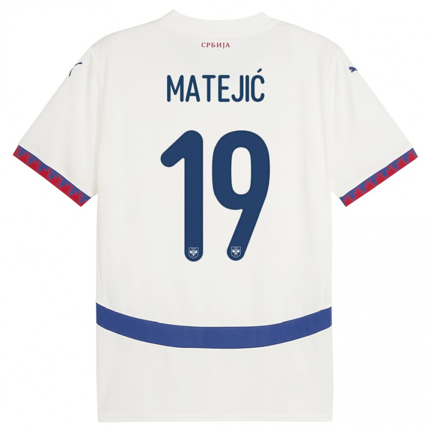 Kinder Fußball Serbien Nina Matejic #19 Weiß Auswärtstrikot Trikot 24-26 T-Shirt Luxemburg