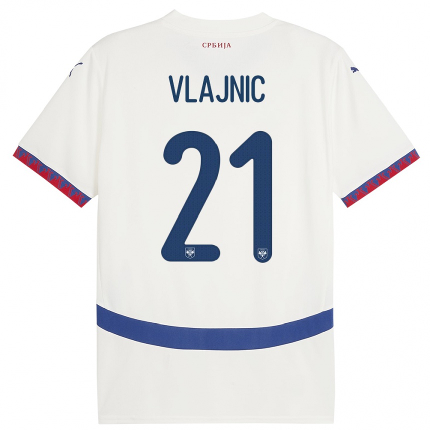 Kinder Fußball Serbien Tyla Jay Vlajnic #21 Weiß Auswärtstrikot Trikot 24-26 T-Shirt Luxemburg