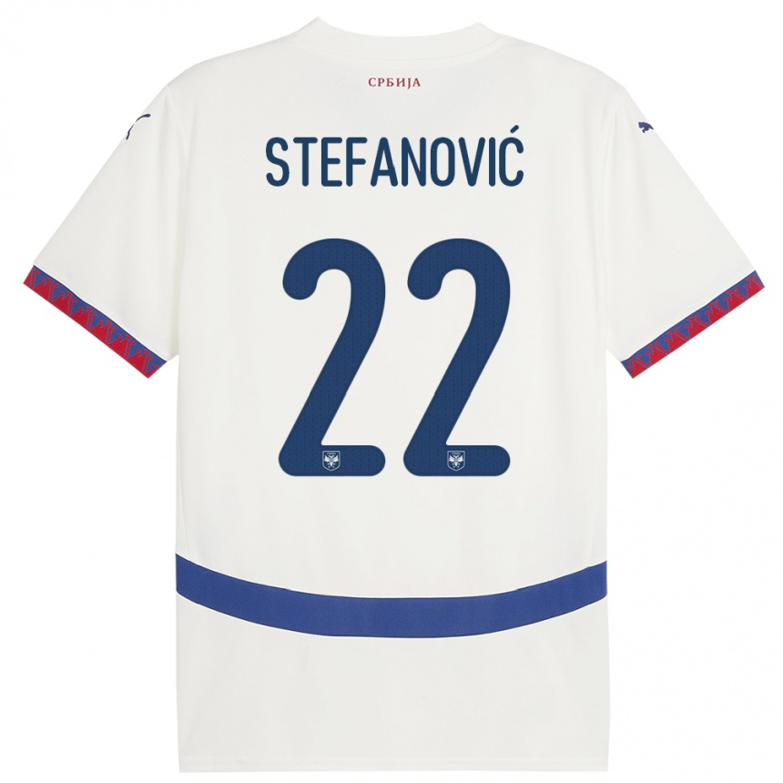 Kinder Fußball Serbien Dejana Stefanovic #22 Weiß Auswärtstrikot Trikot 24-26 T-Shirt Luxemburg