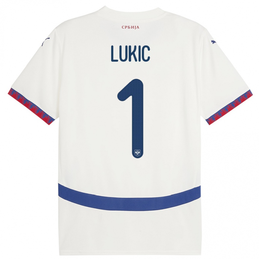 Kinder Fußball Serbien Ognjen Lukic #1 Weiß Auswärtstrikot Trikot 24-26 T-Shirt Luxemburg