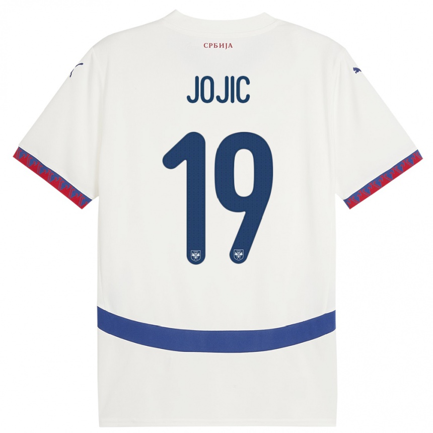 Kinder Fußball Serbien Nikola Jojic #19 Weiß Auswärtstrikot Trikot 24-26 T-Shirt Luxemburg