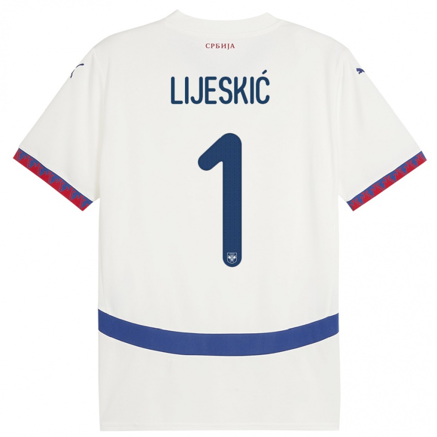Kinder Fußball Serbien Luka Lijeskic #1 Weiß Auswärtstrikot Trikot 24-26 T-Shirt Luxemburg