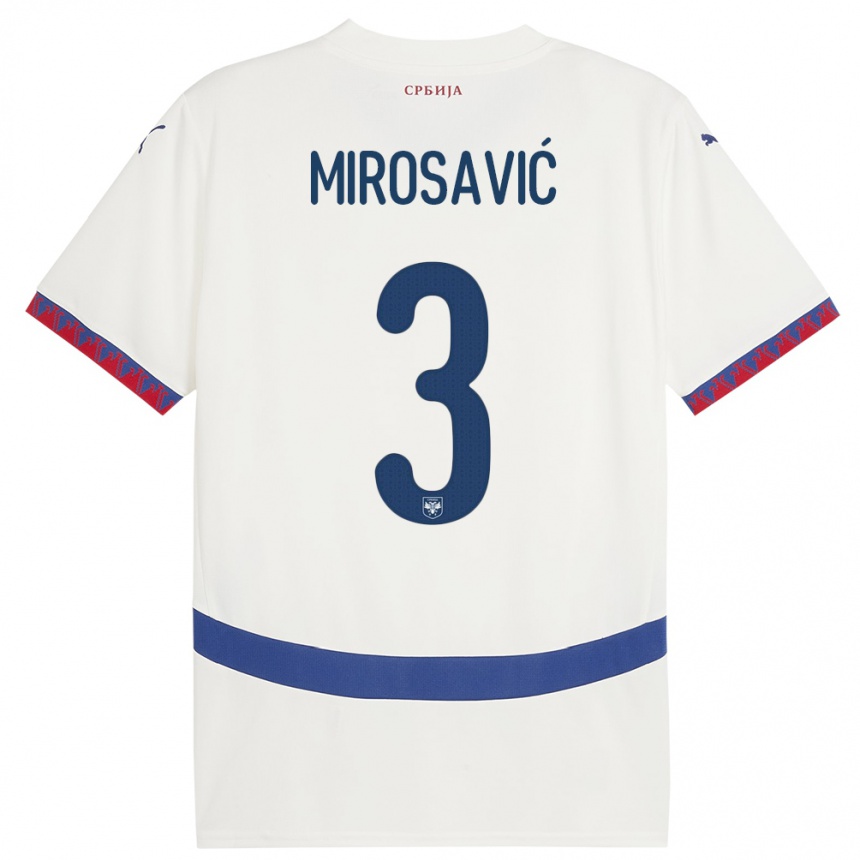 Kinder Fußball Serbien Veljko Mirosavic #3 Weiß Auswärtstrikot Trikot 24-26 T-Shirt Luxemburg