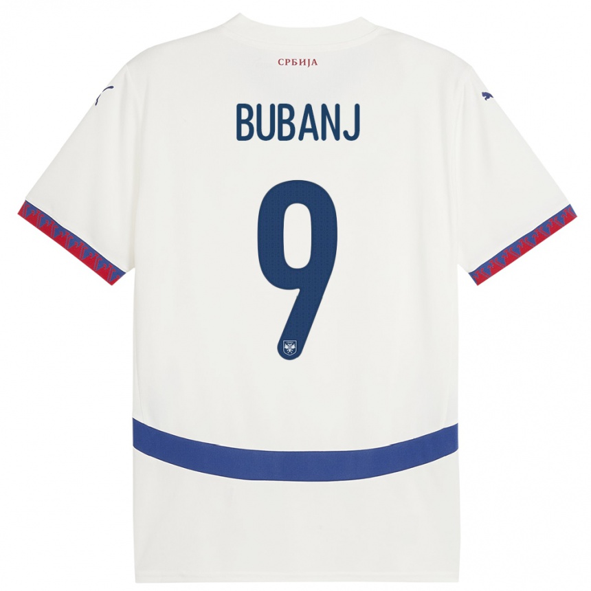 Kinder Fußball Serbien Mateja Bubanj #9 Weiß Auswärtstrikot Trikot 24-26 T-Shirt Luxemburg