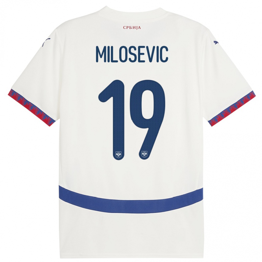 Kinder Fußball Serbien Jovan Milosevic #19 Weiß Auswärtstrikot Trikot 24-26 T-Shirt Luxemburg