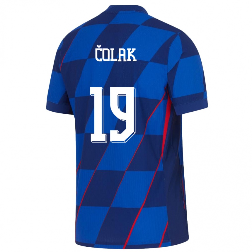 Kinder Fußball Kroatien Antonio Colak #19 Blau Auswärtstrikot Trikot 24-26 T-Shirt Luxemburg