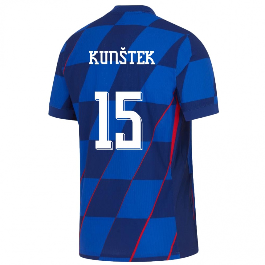 Kinder Fußball Kroatien Maria Kunstek #15 Blau Auswärtstrikot Trikot 24-26 T-Shirt Luxemburg