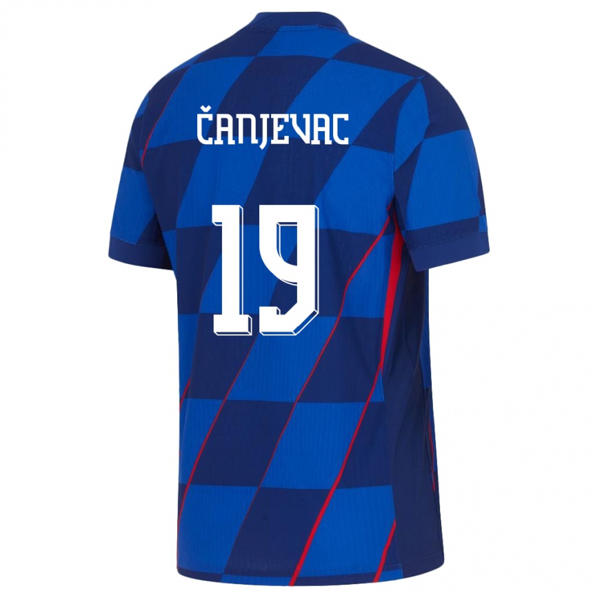 Kinder Fußball Kroatien Janja Canjevac #19 Blau Auswärtstrikot Trikot 24-26 T-Shirt Luxemburg