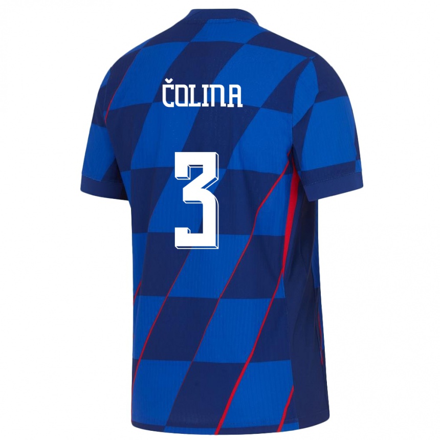 Kinder Fußball Kroatien David Colina #3 Blau Auswärtstrikot Trikot 24-26 T-Shirt Luxemburg
