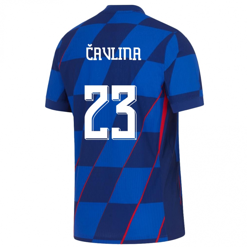 Kinder Fußball Kroatien Nikola Cavlina #23 Blau Auswärtstrikot Trikot 24-26 T-Shirt Luxemburg