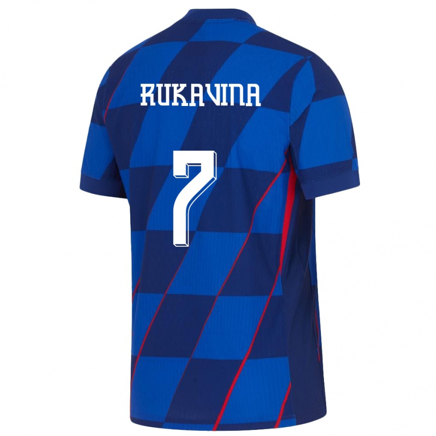 Kinder Fußball Kroatien Gabriel Rukavina #7 Blau Auswärtstrikot Trikot 24-26 T-Shirt Luxemburg
