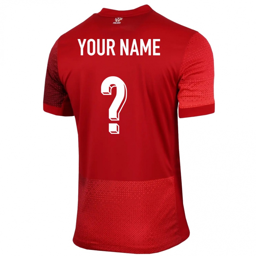 Kinder Fußball Polen Ihren Namen #0 Rot Auswärtstrikot Trikot 24-26 T-Shirt Luxemburg