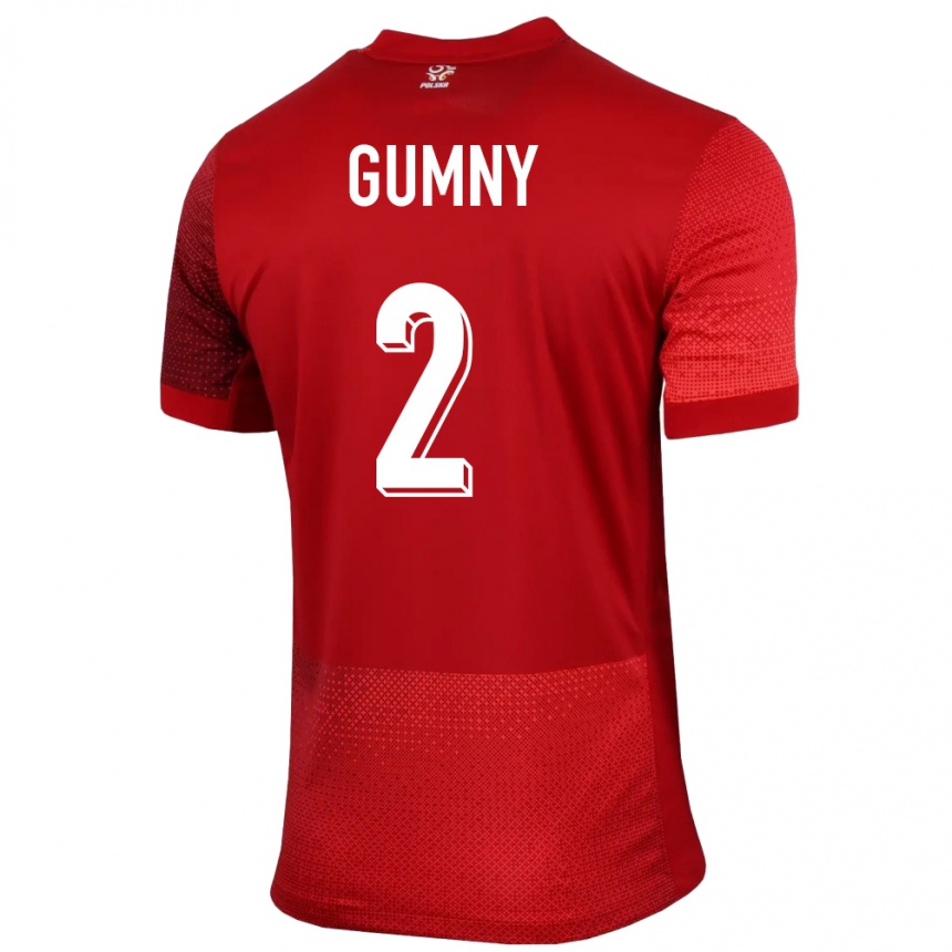 Kinder Fußball Polen Robert Gumny #2 Rot Auswärtstrikot Trikot 24-26 T-Shirt Luxemburg